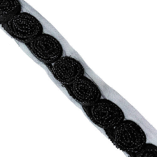 ROSE TRIM-5.00 CM-BLACK