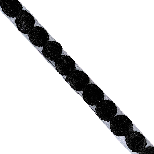 ROSE TRIM-4.00 CM-BLK